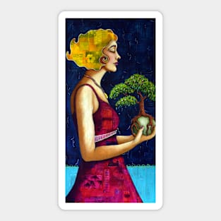 The Gift : portrait of a woman holding a tree Sticker